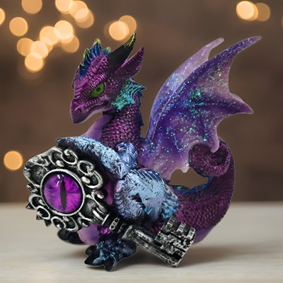 4.5"H Purple Dragon Treasure Guardian Figurine