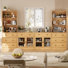 71'' Kitchen Pantry With Bookcases, Farmhouse Wall Unit Tv Stand For Tvs Up To 75"