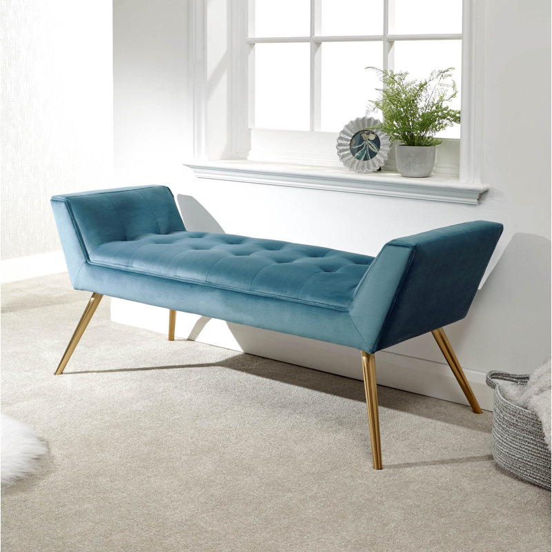 Absolon Velvet Upholstered Bench, Teal