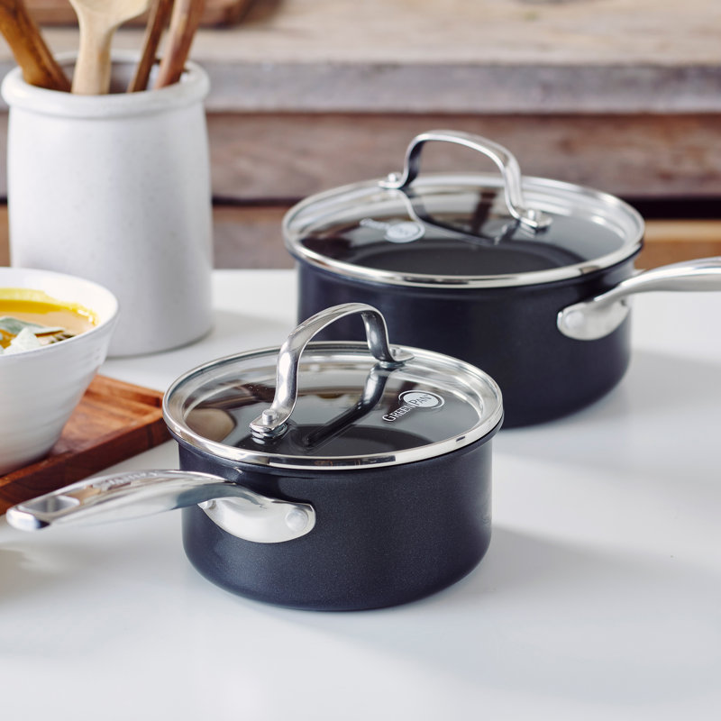 GreenPan Chatham Black Healthy Ceramic Nonstick, 1qt and 2qt Saucepan Set