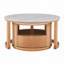 Table basse ronde avec plateau en marbre blanc, rangement à 2 niveaux et 1 tiroir