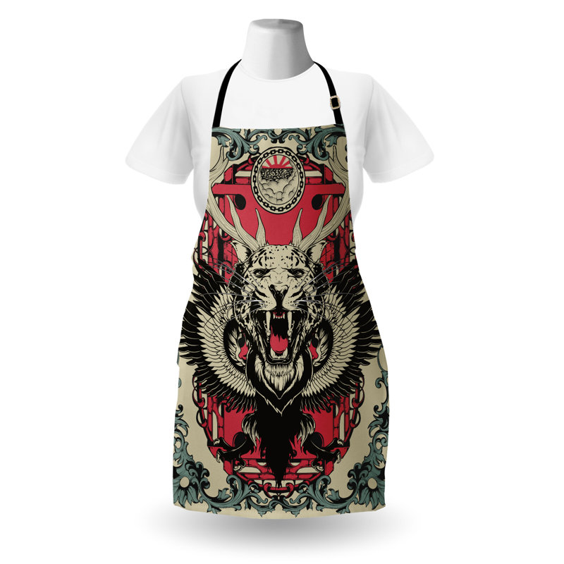 Multicolore tablier East Urban Home Animal unisexe, cornes à tête de léopard, taille adulte
