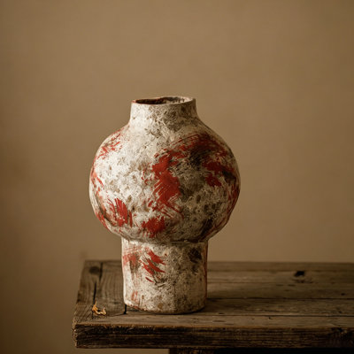 Abstract Brushstroke Hand Painted Ceramic Table Vase