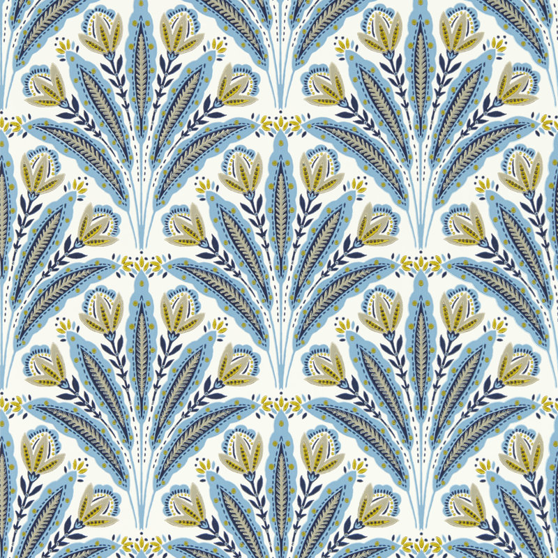 Secret Garden Attingham 10.05m x 52cm Matte Wallpaper Roll, Denim