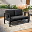 Junco Solid Wood Teak Outdoor Loveseat With Cushion And Arms