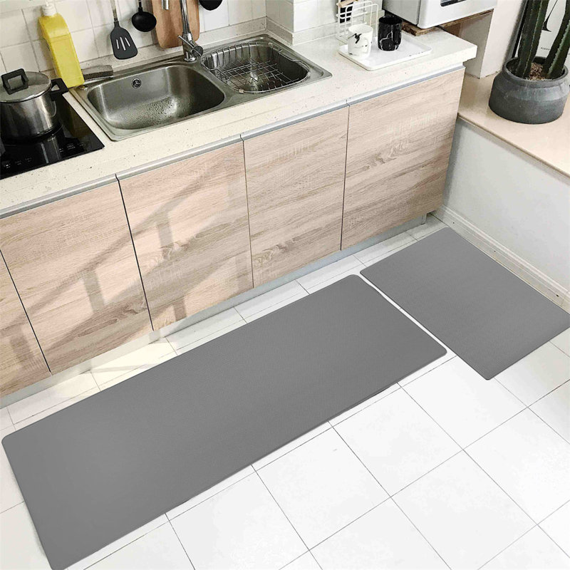 Tapis de cuisine moderne antidérapant 2 pièces, gris