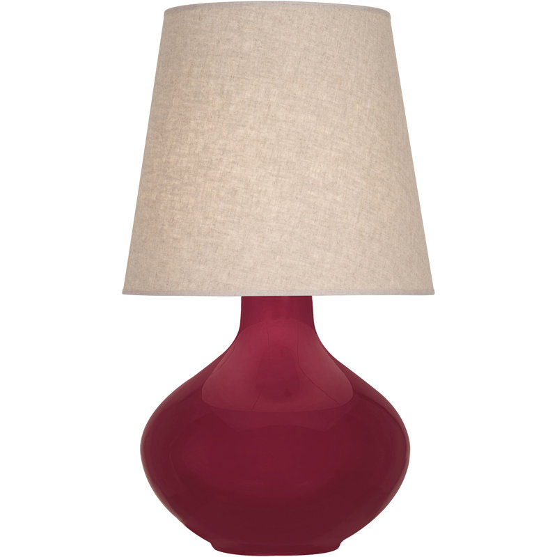 June 30.75" Table Lamp, Buff Linen, Sugar Plum Glazed