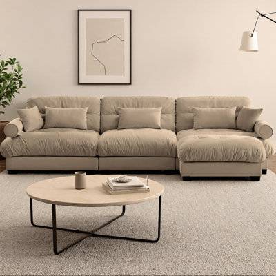 Canapé modulaire en L surdimensionné en velours avec repose-pieds mobile Comfort