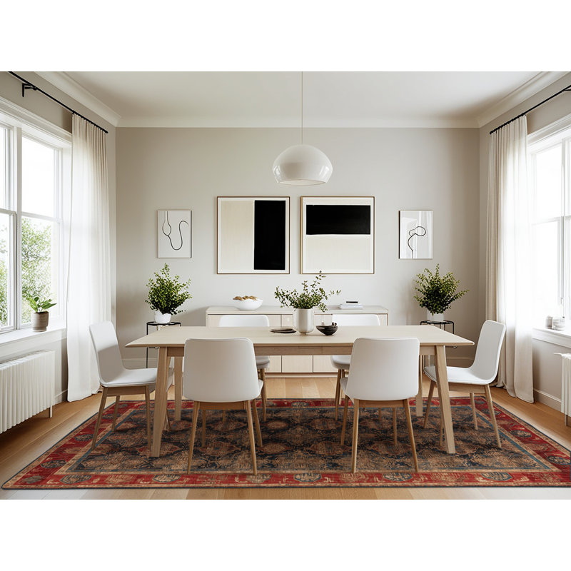 Tapis art déco brun lavable à la machine, Rectangle 7 pi x 10 pi
