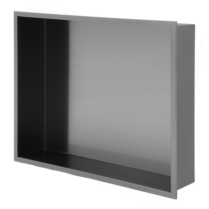 19" X 15" Stainless Steel Shower Niche, 3.94" H x 15" W x 19" D, Gunmetal Black