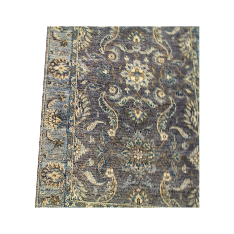 Tapis bleu et beige noué à la main de haute qualité