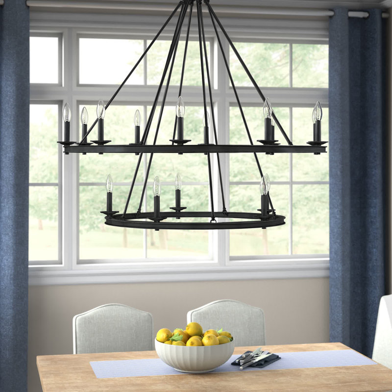 Poynor 15-Light Chandelier, Noir mat