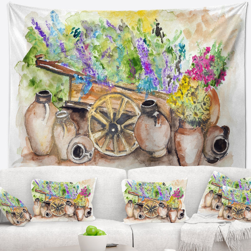 Tapisserie aux fleurs de lavande Floral, H 32 po x l 39 po