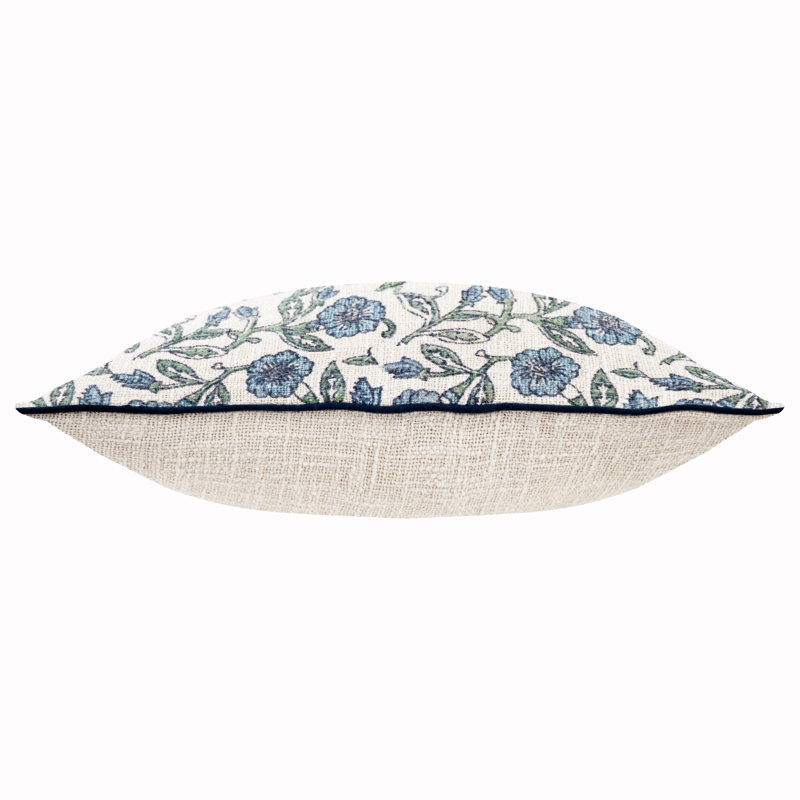 Delphine Floral Cushion Cover Floral Square Throw Pillow Cover, Blue