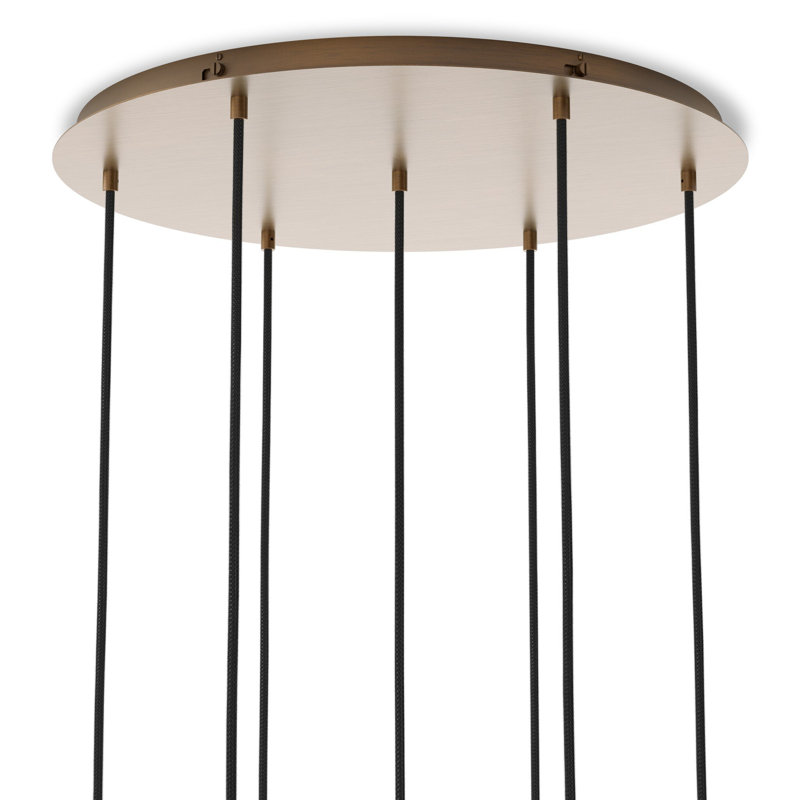 Cluster 7 - Light Chandelier, Clear Asymerical, Heritage Bronze Brass