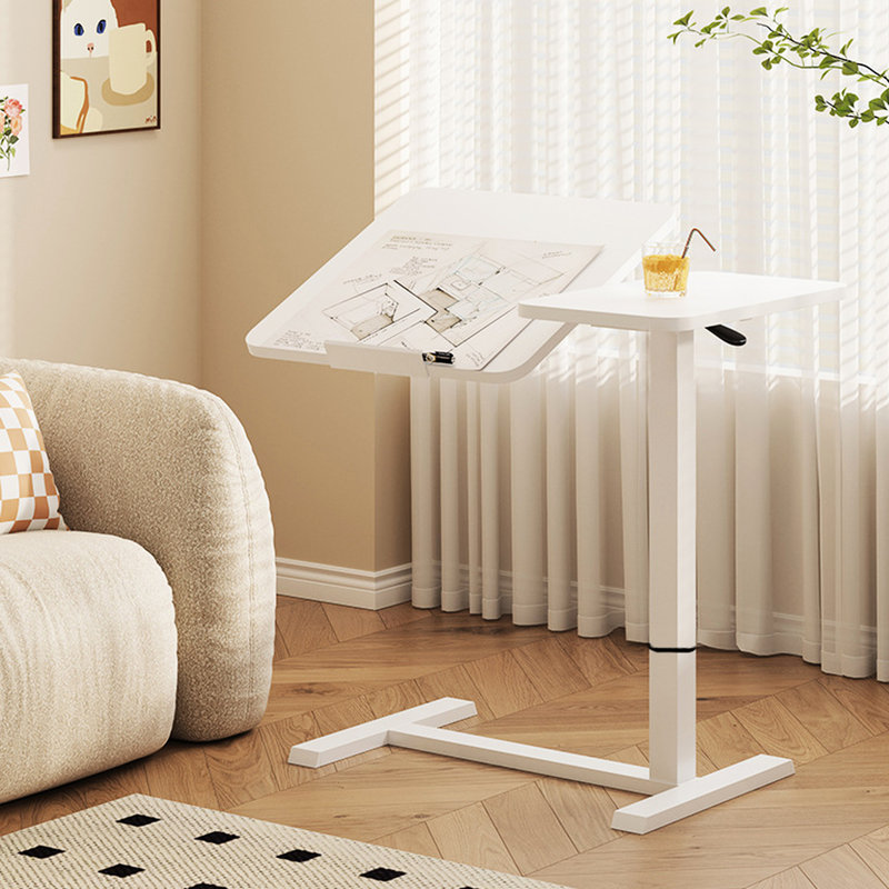 Bureau de chevet blanc, support mobile pour ordinateur portable, table réglable en hauteur pour travailler, coffre-fort et polyvalent, travail confortable