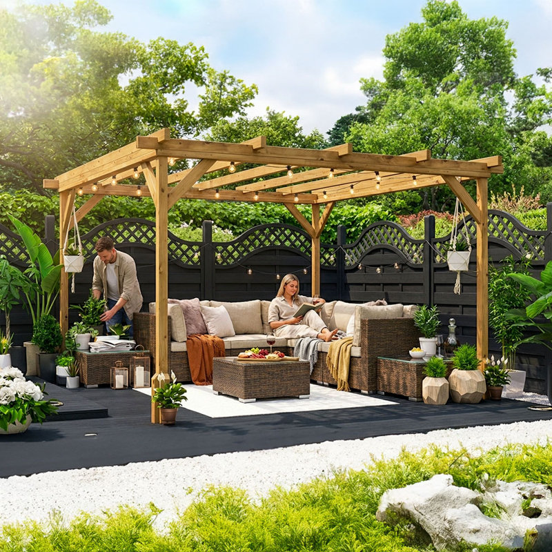 Dunster House Wooden Pergola Garden Plants Frame Utopia 3m x 3m (10' x 10')