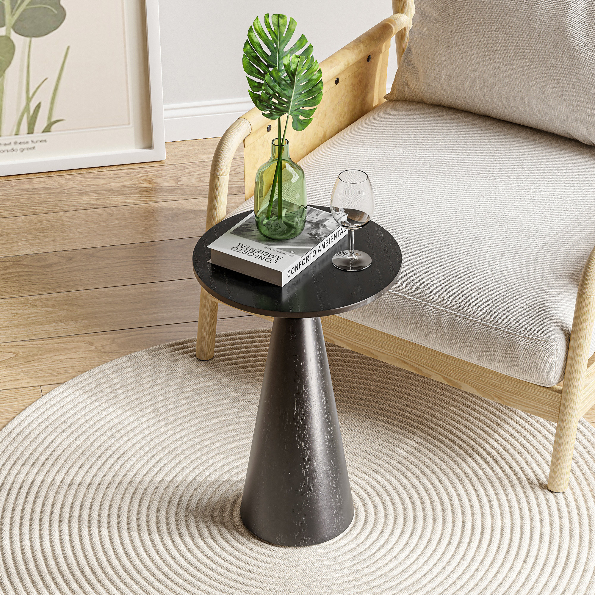 Bozovich Solid Wood End Table, Black, 19.5" H x 13.5" W x 13.5" D