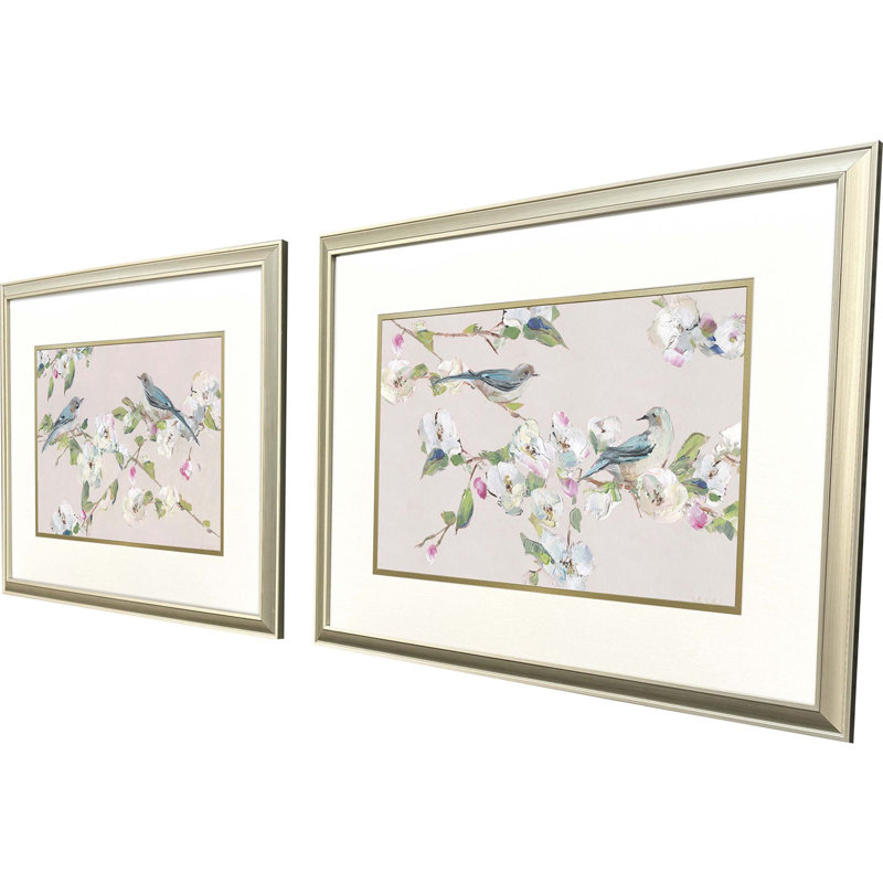 Oiseaux sur des branches, art encadré