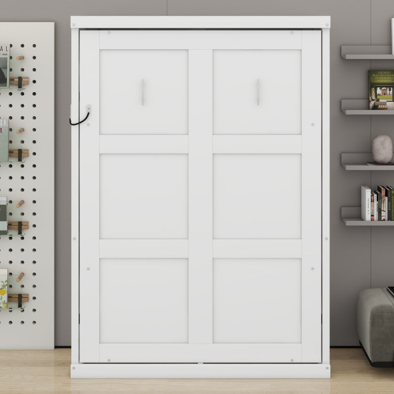 Lit escamotable escamotable dans une armoire Murphy, Twin, Blanc