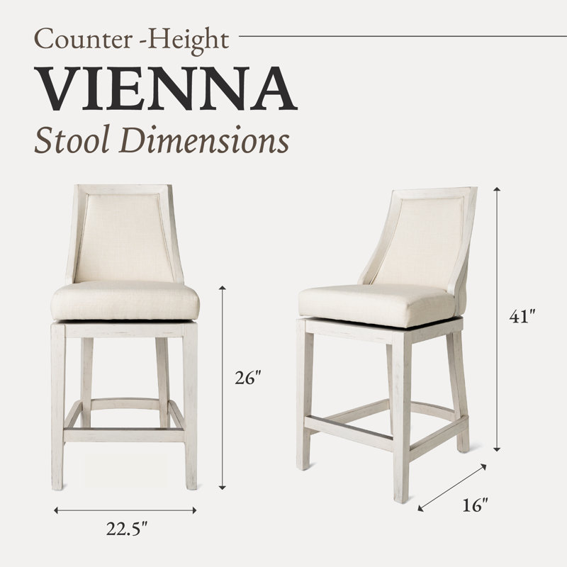 Vienna 26 Inch White Oak Swivel Counter Stool with Natural Upholstery