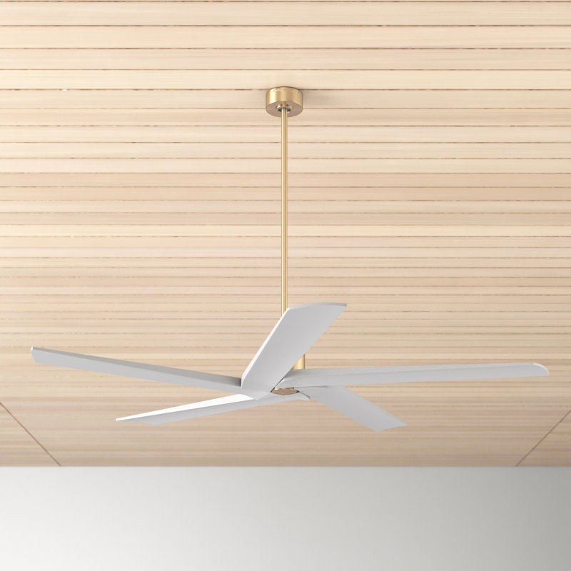 Adalai Ceiling Fan, Burnished Brass with Matte White Blades, 56 inches