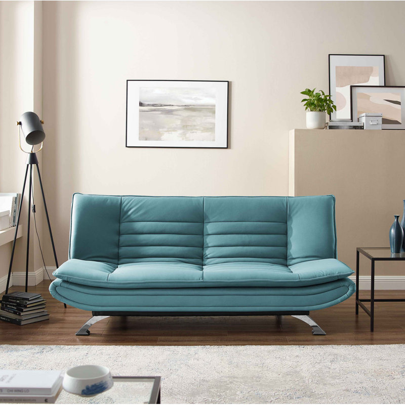 Bridglal 196.1Cm Wide Tight Back Convertible Sofa, Blue 100% Polyester
