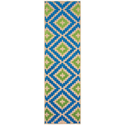 Tapis intérieur / extérieur bleu / vert Evyanna