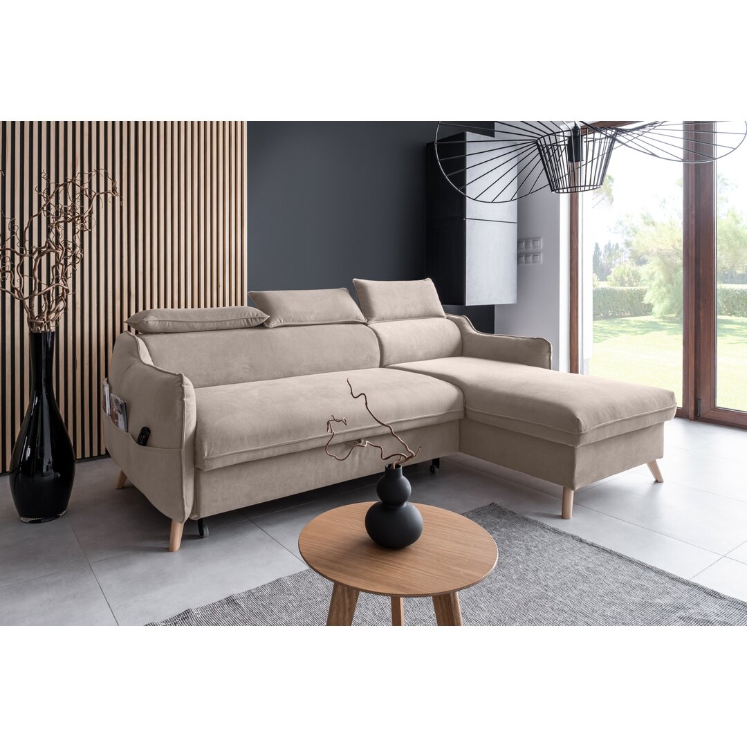 Ecksofa Henry aus Samt mit Bettfunktion