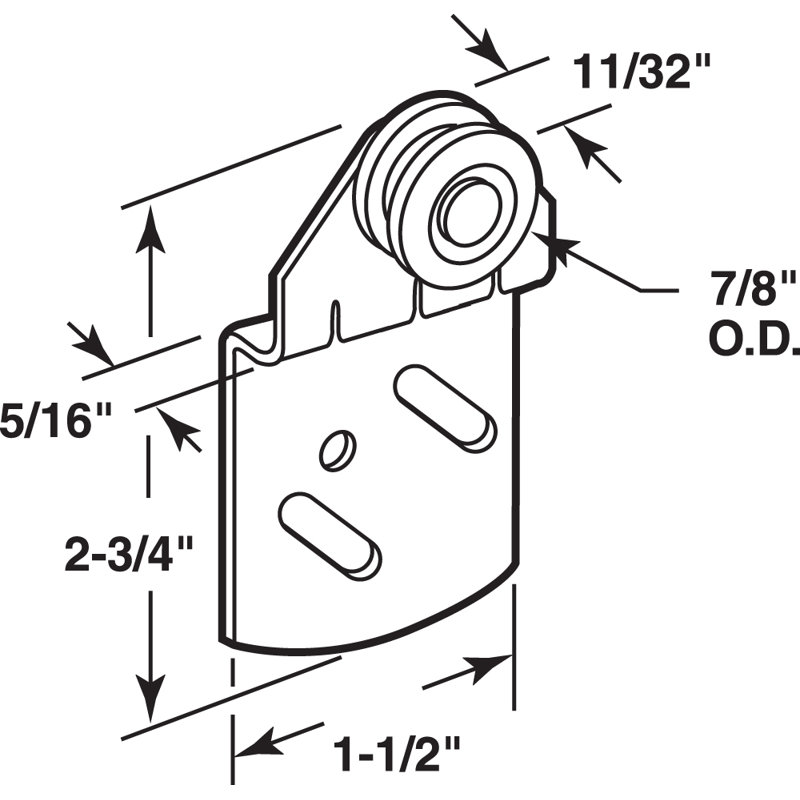 5/16 in. Offset Sliding Wardrobe Front Door Roller Assembly