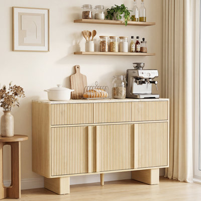 Buffet/crédence à 3 portes cannelées, 120 cm de large, tablette réglable