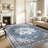 Machine Washable Non-Slip Blue Oriental Area Rug-1222549976