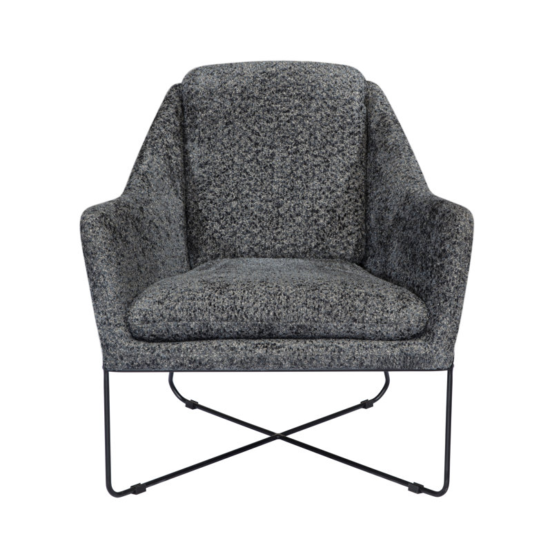 Recie Lounge Chair With Toughened Iron Frame, Charcoal Blue Linen