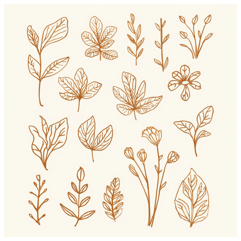 Rideaux de douche Botanical Line Art, 70 po l x 72 po H