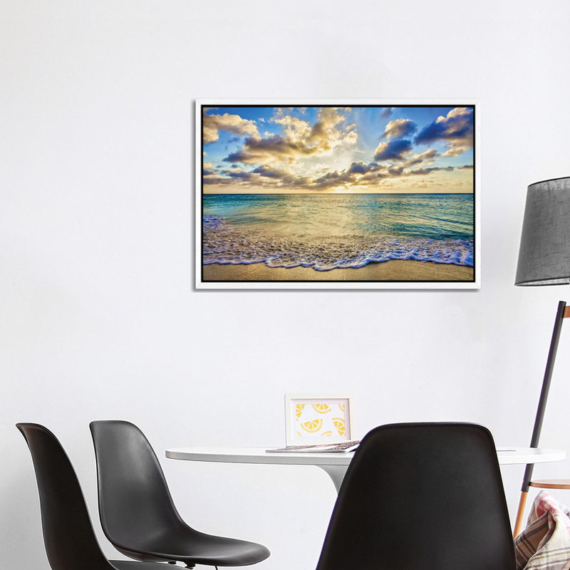 Golden Shimmer by Mark Paulda - Print on Canvas, 66.04cm H x 101.6cm W x 3.81cm D, White Floater Framed
