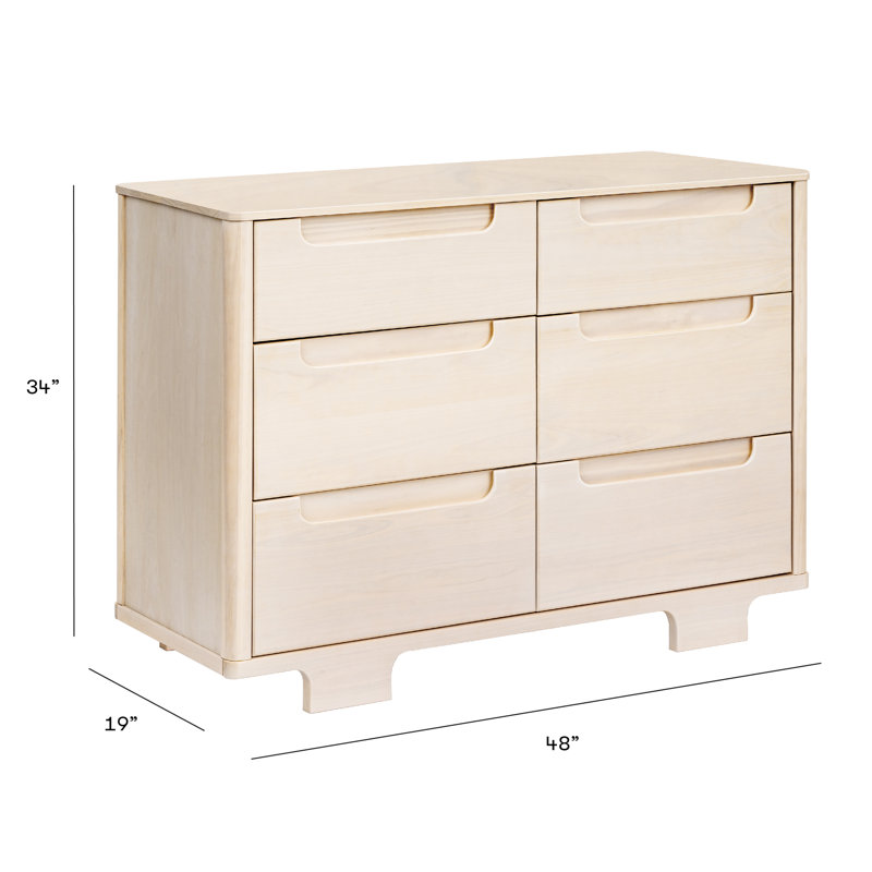 Yuzu Crib, 3 Drawer And 6 Drawer Dresser Set, Washed Natural