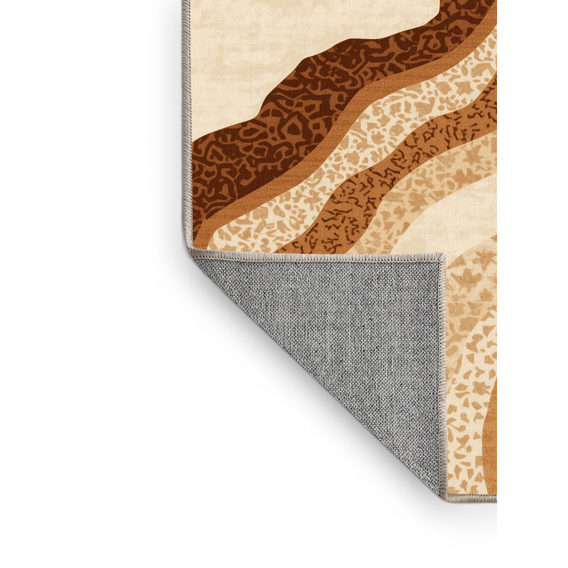 Machine Washable Pacchiana Global Inspired Moroccan Rug in Beige – Beige Binding, 8x10