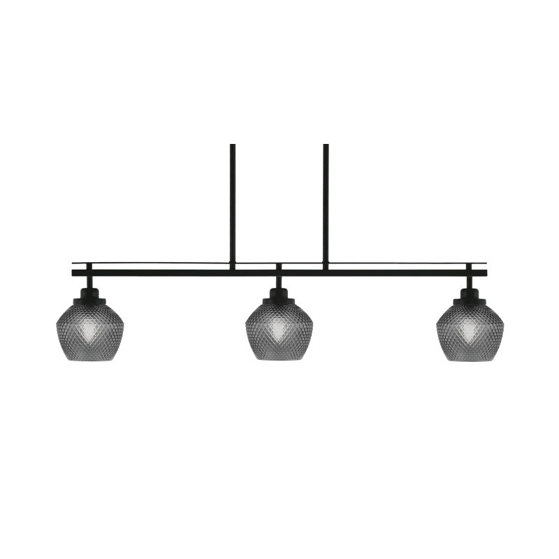 Luminaire pour îlot de cuisine 3 lumières Scituate, noir, 6 po , Clair, Noir mat