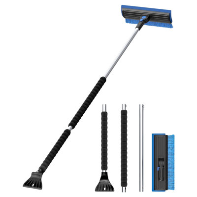 Ice Scraper For Car Windshield, 55.7" Extra Long With 270° Pivoting Brush, Foam Grip, Snow & Ice Removal For Suv Truck