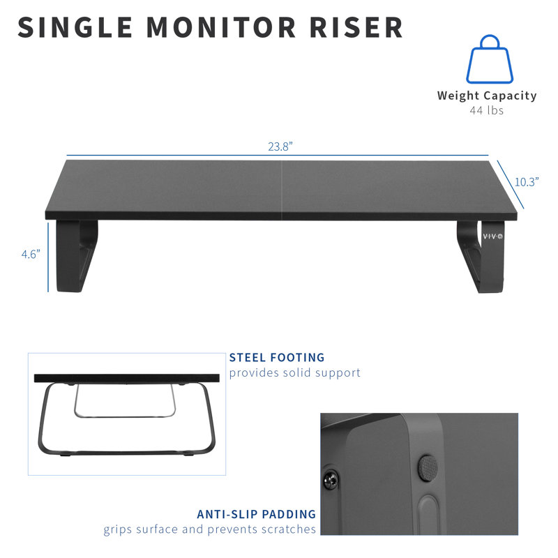 VIVO Black Wood and Steel Ergonomic Desktop Monitor Riser
