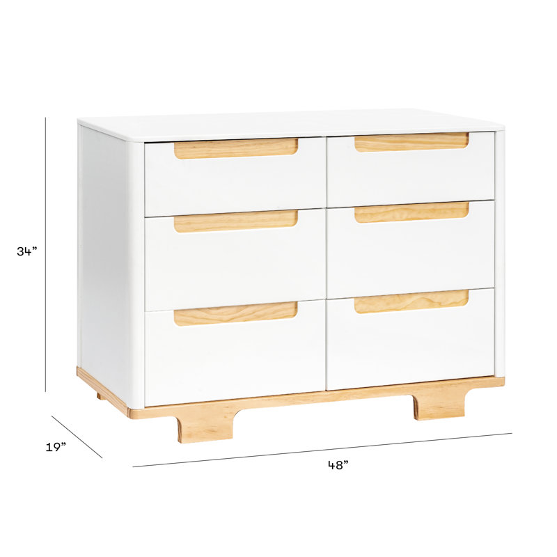 Yuzu 6-Drawer Dresser, White/Natural