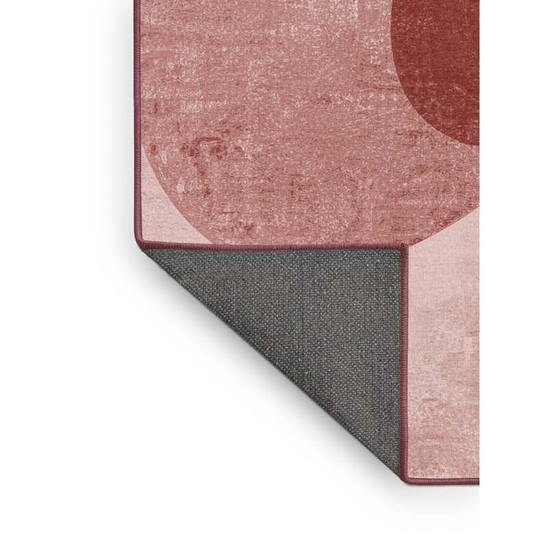 Soft Plush Farrer Valentines Modern & Contemporary Abstract Area Rug in Pink – Rose Binding, 5x8