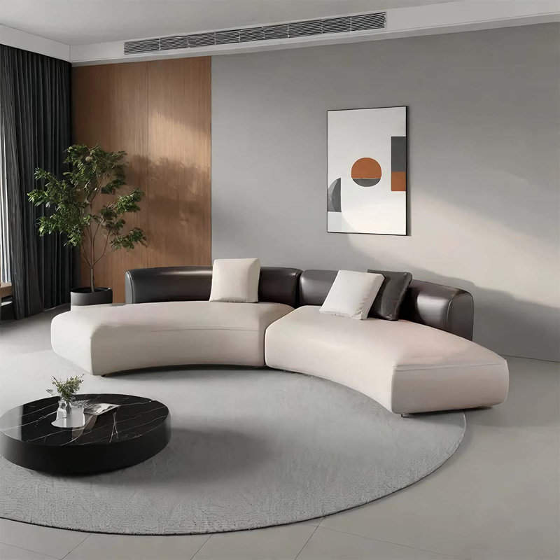 Arc-shaped rest area sofa combination, Black/White