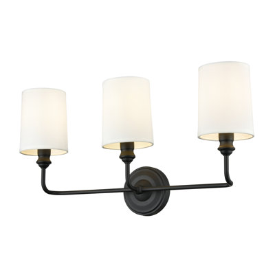 Winston Porter Tywonda 3 Light Vanity with White Fabric Shade
