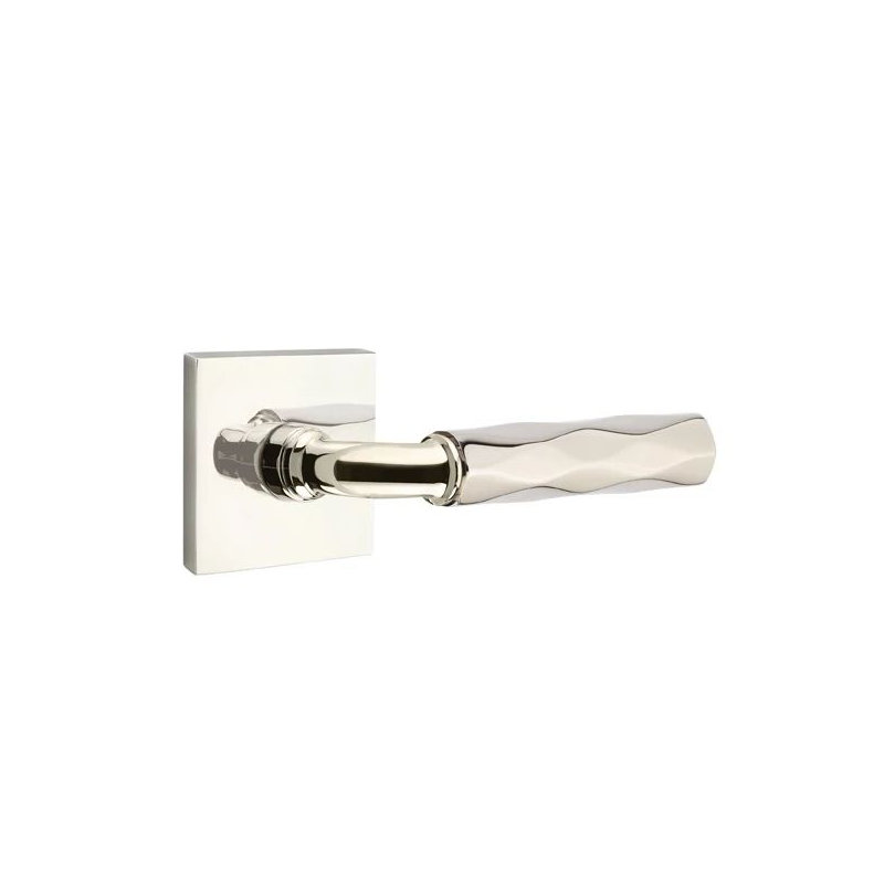 Emtek Select Passage Interior Mortise w/ Square Rosette & R-Bar Stem, Tribeca Lever, Left, Polished Nickel