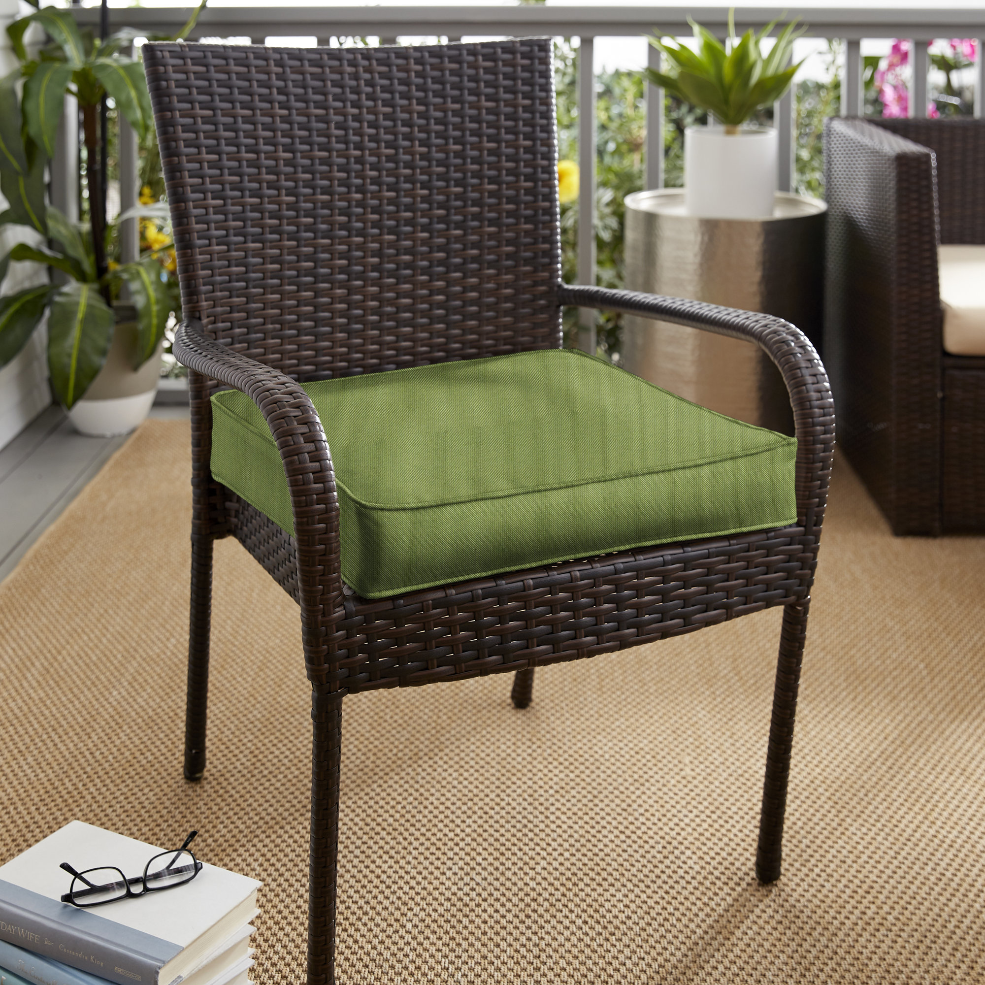 Indoor/Outdoor Sunbrella Seat Cushion, Spectrum Cilantro Sunbrella® Plainweave, 20" H x 20" W x 2" D