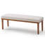 Banc de chambre rembourré crème 53 po, base de lit en bois avec siège en tissu pour la chambre à coucher, tabouret de siège de lit-2059438859