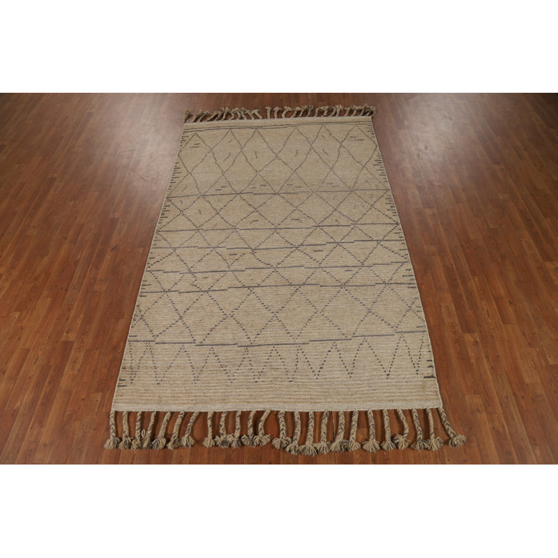Tapis oriental marocain à motif géométrique complet 5 x 8, Rectangle 4 pi 10 po x 7 pi 10 po