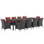 Ensemble repas d'extérieur avec tissu Sunbrella pour le patio de 11 articles Stopover de Modway-31483250-32996652