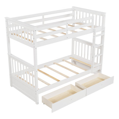 Bunk Bed with Ladders and Two Storage Drawers